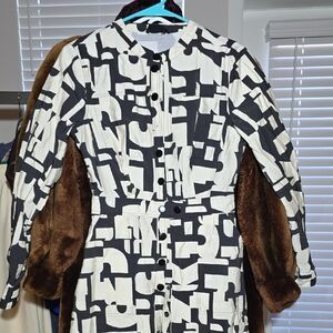 Black and White Geometric Print Dress